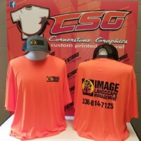 Image landscape management screen printed t-shirts and hat
