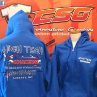 "High Tech" screen printed company sweat jackets